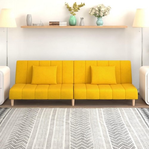 2-personers sovesofa fløjl gul
