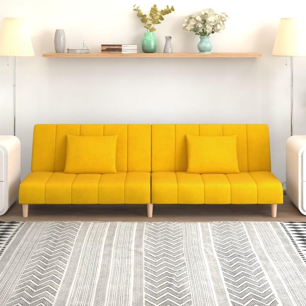 2-personers sovesofa fløjl gul