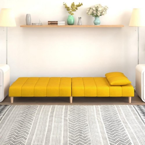 2-personers sovesofa fløjl gul
