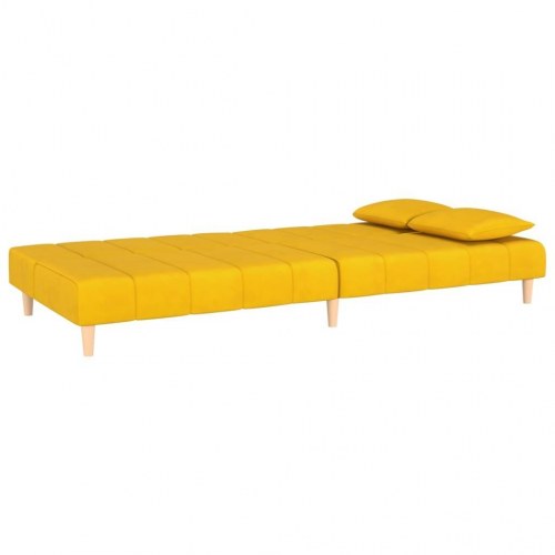 2-personers sovesofa fløjl gul