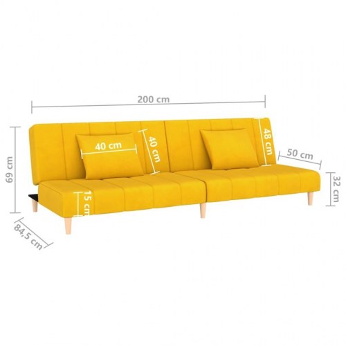 2-personers sovesofa fløjl gul