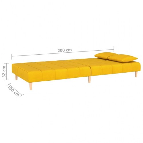 2-personers sovesofa fløjl gul