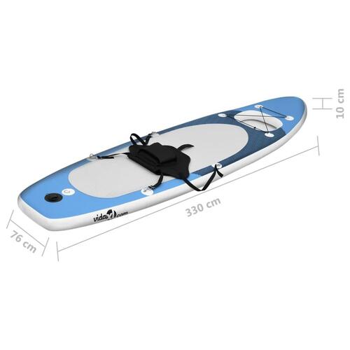 Oppusteligt paddleboardsæt 330x76x10 cm havblå