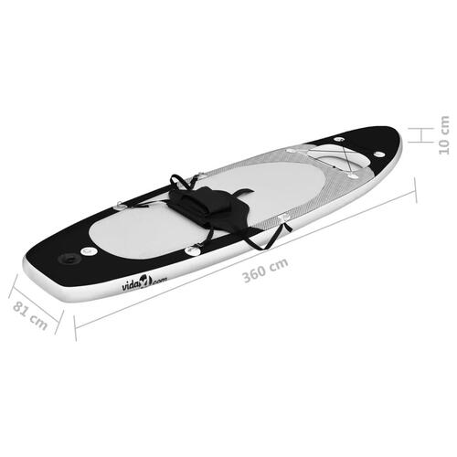 Oppusteligt paddleboardsæt 360x81x10 cm sort