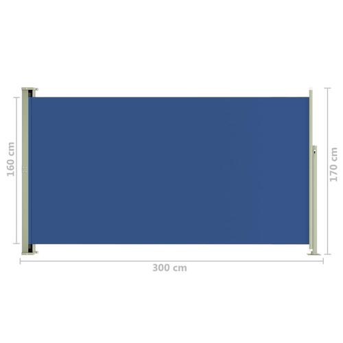 Sammenrullelig sidemarkise til terrassen 170 x 300 cm blå