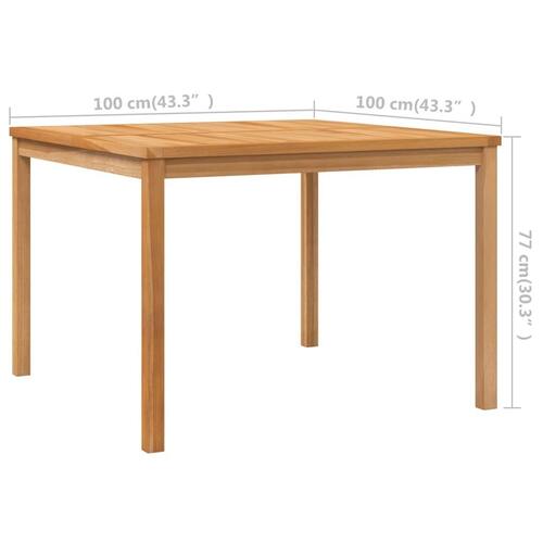 Havebord 110x110x77 cm massivt teaktræ