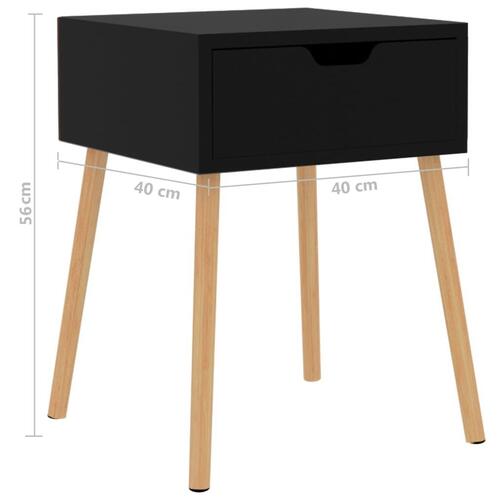 Sengeborde 2 stk. 40x40x56 cm spånplade sort