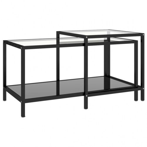 Stueborde i industrielt design - 2 stk., hærdet glas, sort