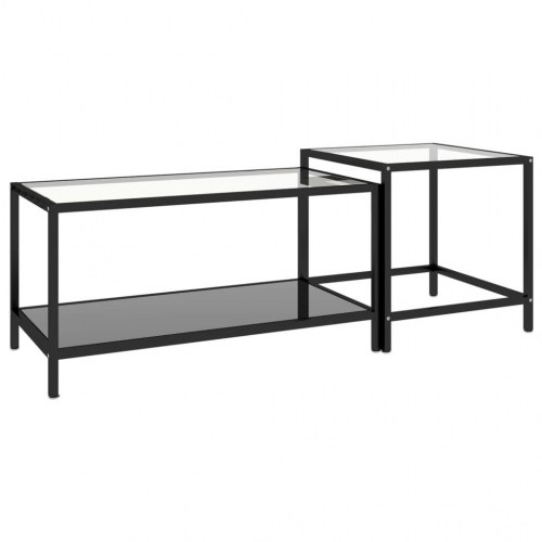 Stueborde i industrielt design - 2 stk., hærdet glas, sort