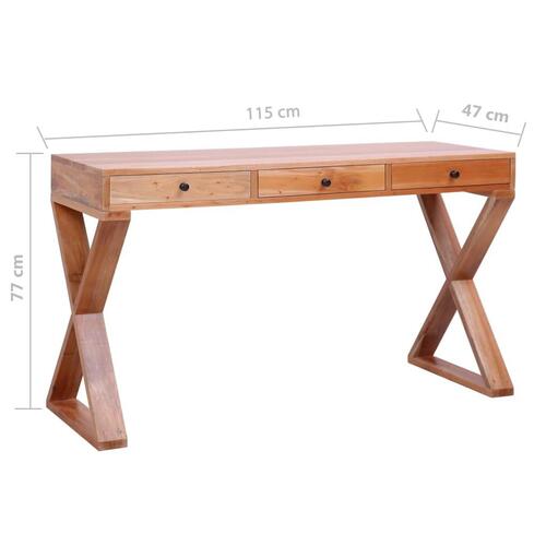 Computerbord 115x47x77 cm massivt mahognitræ naturfarvet