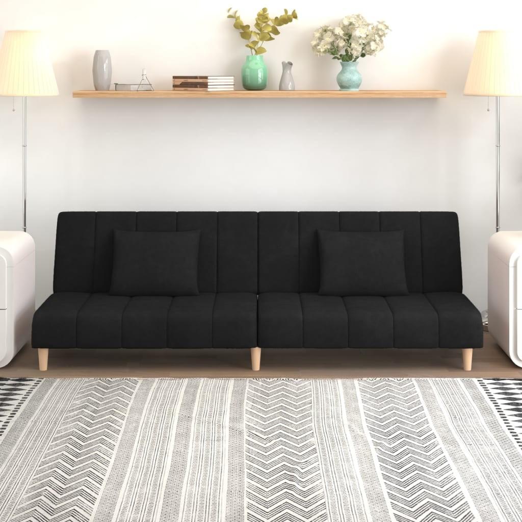 2-personers sovesofa fløjl sort