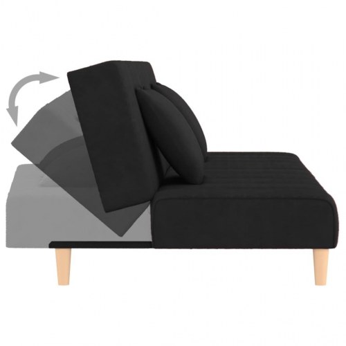 2-personers sovesofa fløjl sort