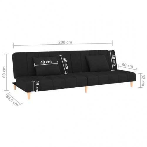 2-personers sovesofa fløjl sort