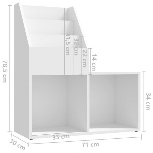 Magasinholder til børn 71x30x78,5 cm spånplade hvid