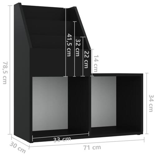 Magasinholder til børn 71x30x78,5 cm spånplade sort