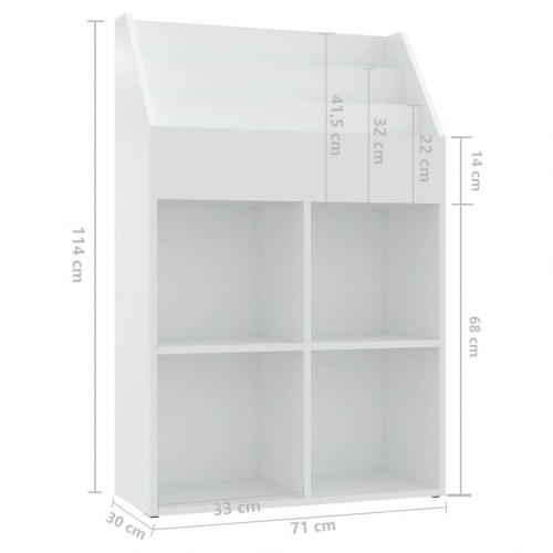Magasinholder til børn 71x30x114 cm spånplade hvid