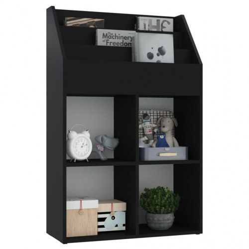 Magasinholder til børn 71x30x114 cm spånplade sort