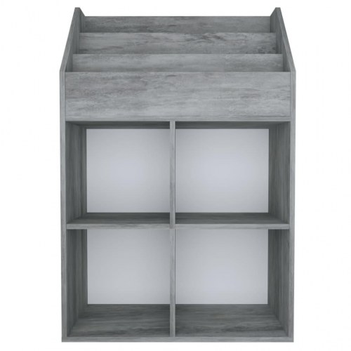 Magasinreol til børn 71 × 30 × 114 cm - konstrueret træ, betongrå