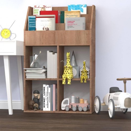 Magasinholder til børn 71x30x114 cm spånplade sonoma-eg