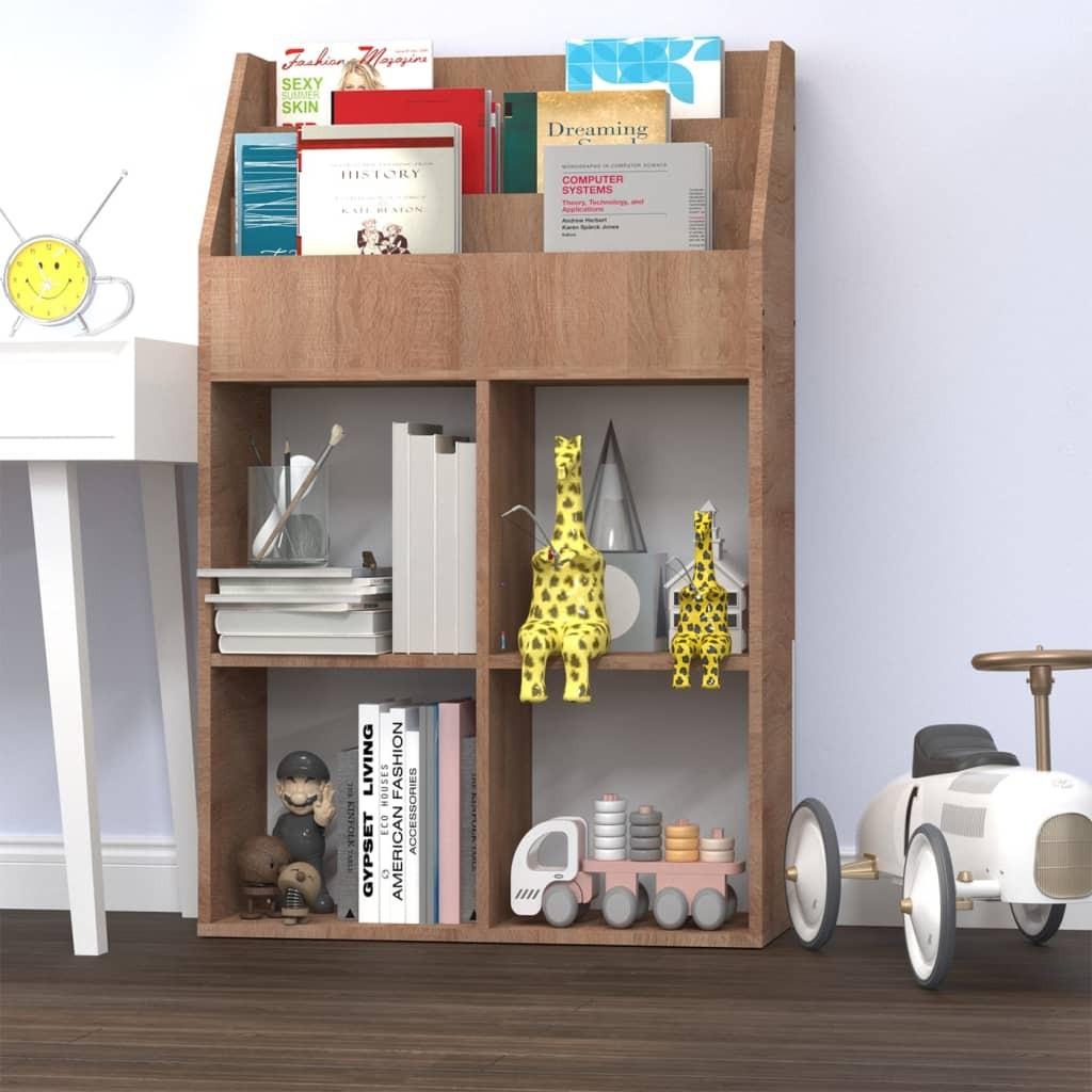 Magasinholder til børn 71x30x114 cm spånplade sonoma-eg