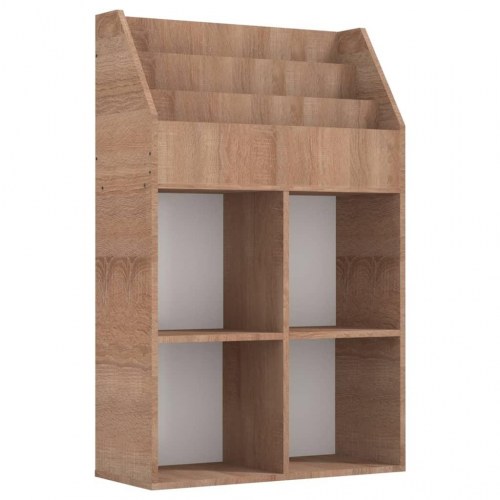 Magasinholder til børn 71x30x114 cm spånplade sonoma-eg