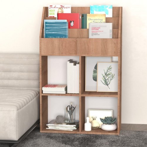 Magasinholder til børn 71x30x114 cm spånplade sonoma-eg