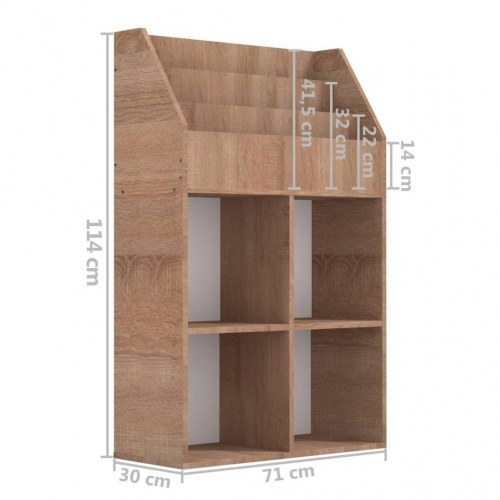 Magasinholder til børn 71x30x114 cm spånplade sonoma-eg