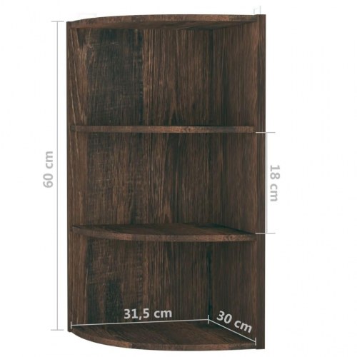 Væghængt hjørnehylde 30x31,5x60 cm konstrueret træ røget eg
