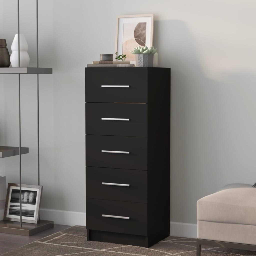 Høj kommode 41x35x106 cm spånplade sort