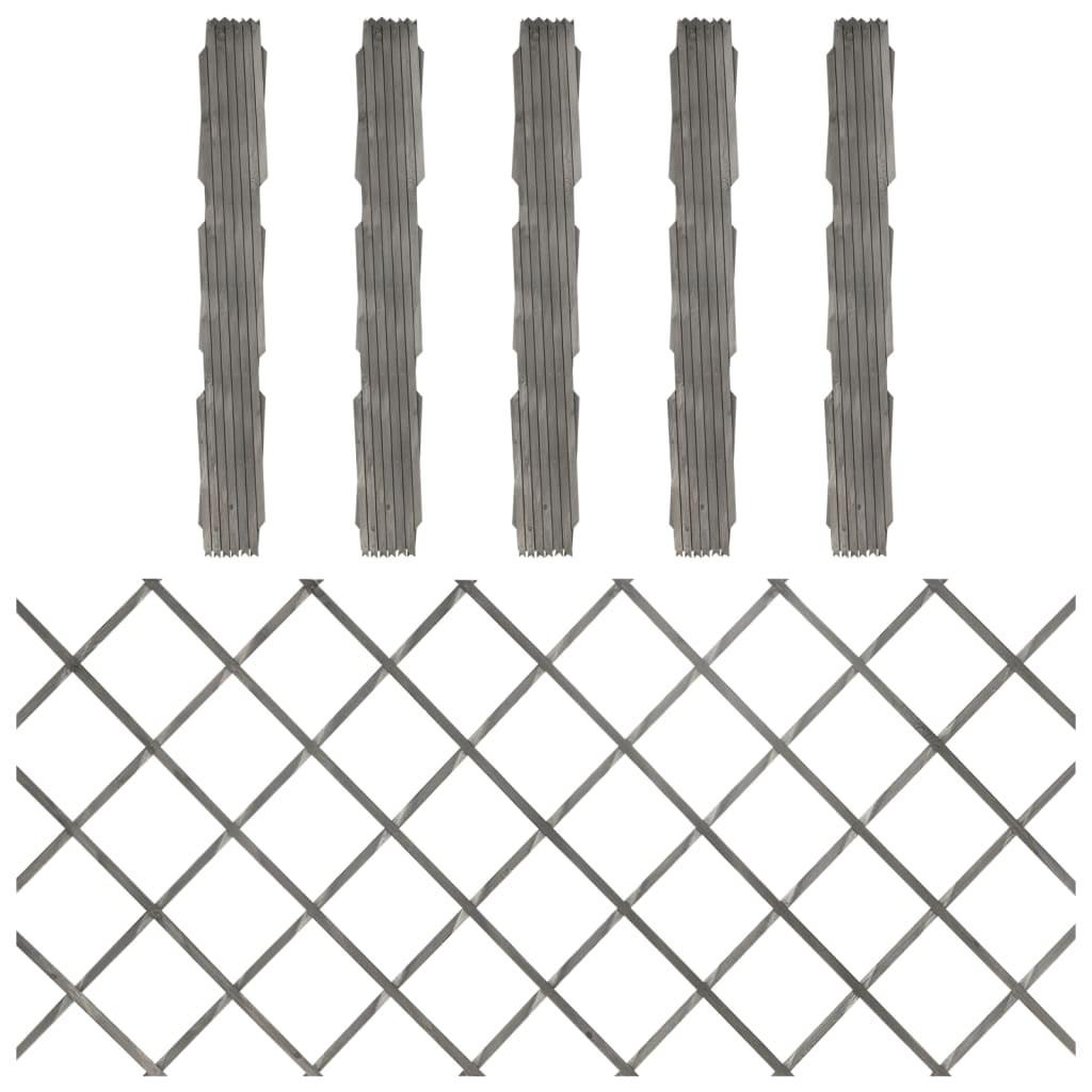Espalierhegn 5 stk. 180x80 cm massivt fyrretræ grå