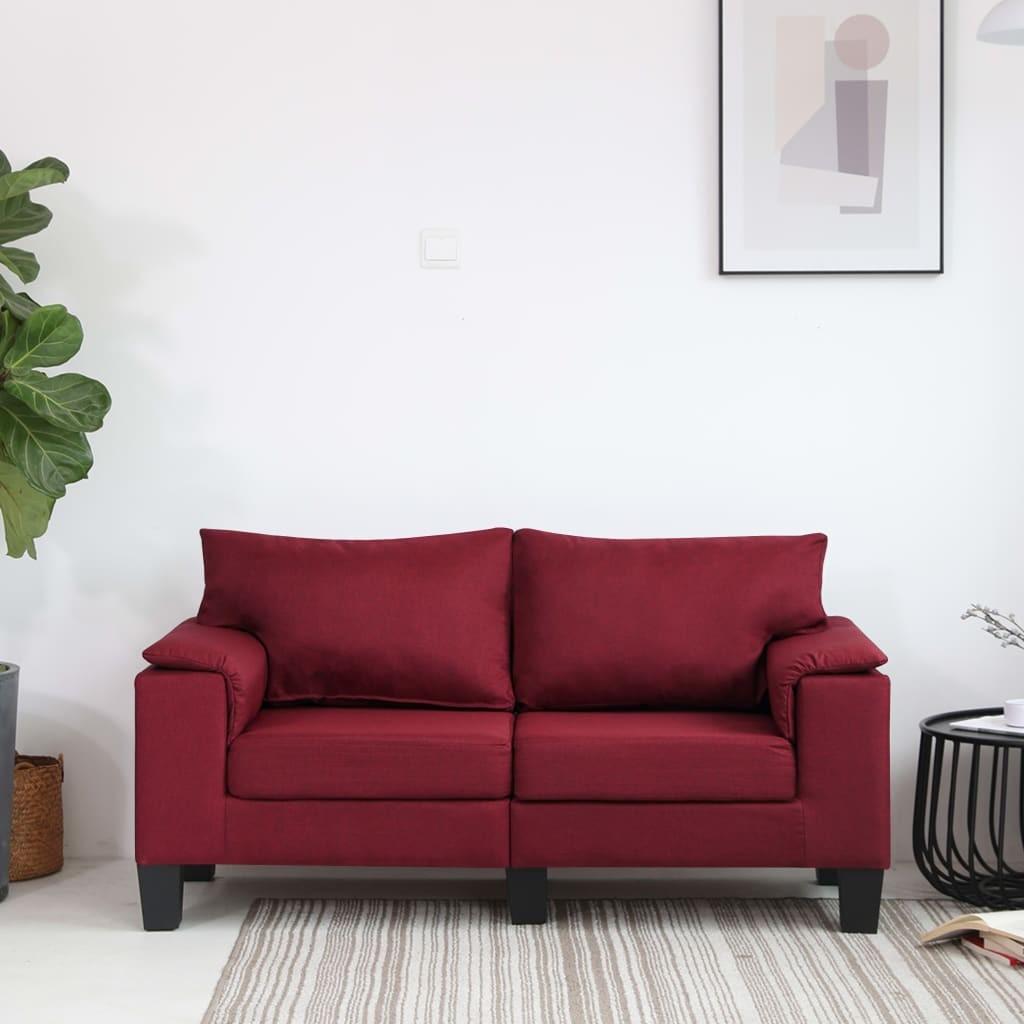 2-personers sofa stof vinrød