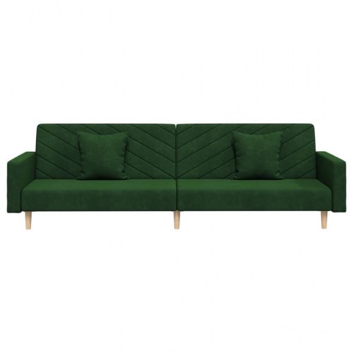 2-personers sovesofa med 2 puder og fodskammel fløjl mørkegrøn