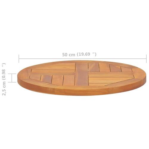 Bordplade 2,5 cm 50 cm rund massivt teaktræ