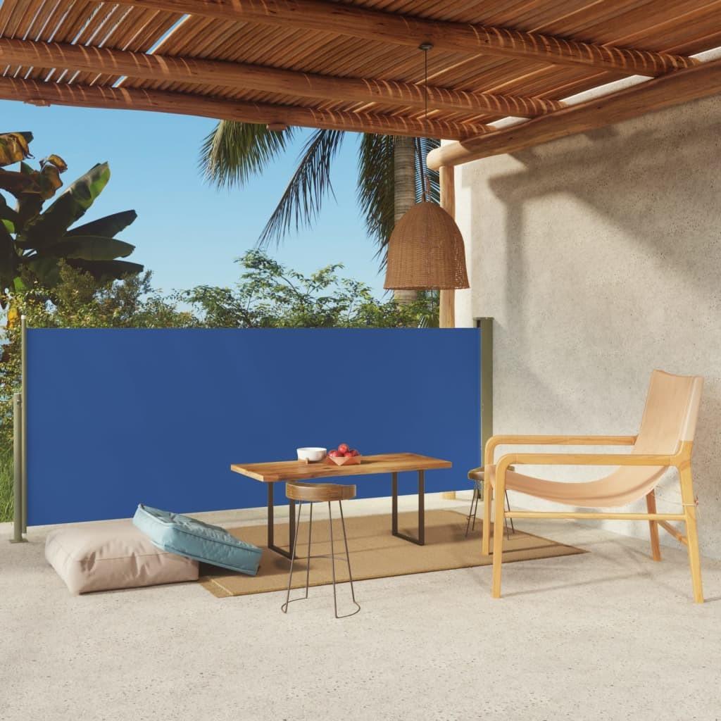 Sammenrullelig sidemarkise til terrassen 117x300 cm Blå