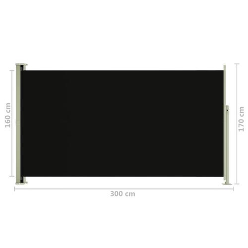 Sammenrullelig sidemarkise til terrassen 170 x 300 cm sort
