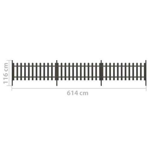 Stakit med stolper 3 stk. 614x80 cm WPC