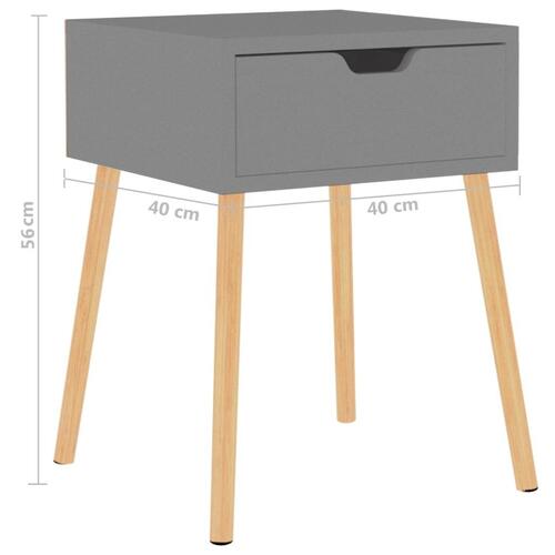 Sengeborde 2 stk. 40x40x56 cm spånplade grå