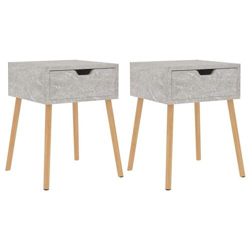 Sengeborde 2 stk. 40x40x56 cm spånplade betongrå