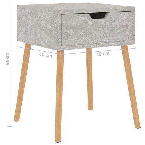 Sengeborde 2 stk. 40x40x56 cm spånplade betongrå
