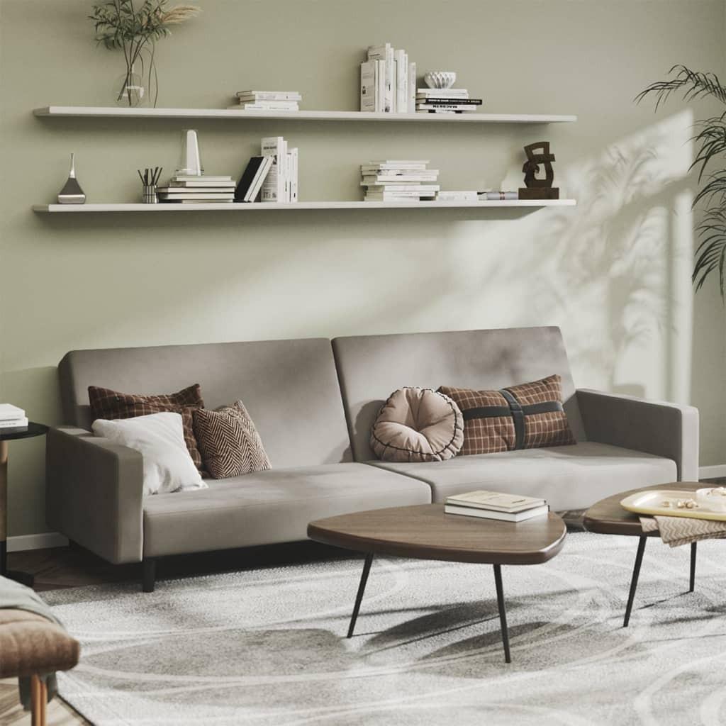 2-personers sovesofa fløjl lysegrå