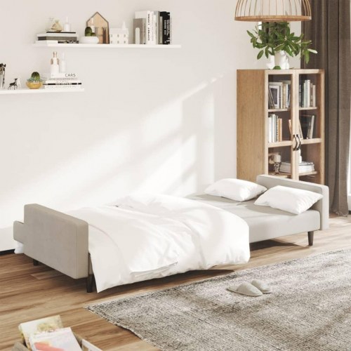 2-personers sovesofa fløjl lysegrå