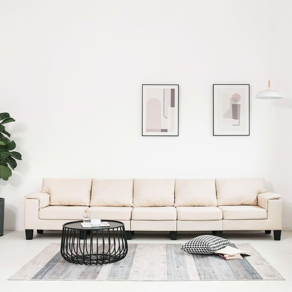 5-personers sofa stof cremefarvet