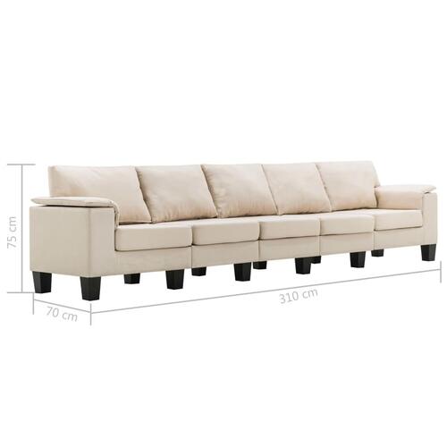 5-personers sofa stof cremefarvet