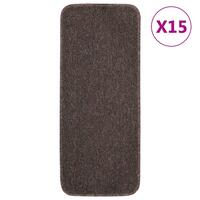 Skridsikre trappemåtter 15 stk. 60x25 cm rektangulær brun