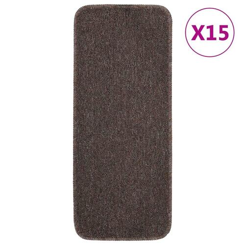 Skridsikre trappemåtter 15 stk. 60x25 cm rektangulær brun