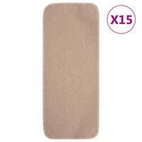 Skridsikre trappemåtter 15 stk. 60x25 cm rektangulær beige