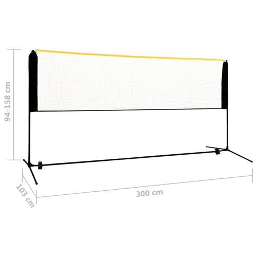 Justerbart badmintonnet 300x103x94-158 cm metal