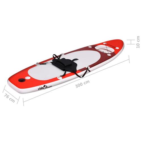 Oppusteligt paddleboardsæt 300x76x10 cm rød