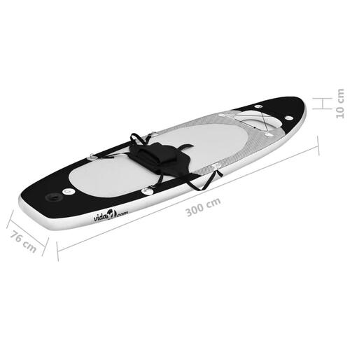 Oppusteligt paddleboardsæt 300x76x10 cm sort