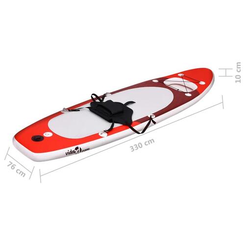 Oppusteligt paddleboardsæt 330x76x10 cm rød
